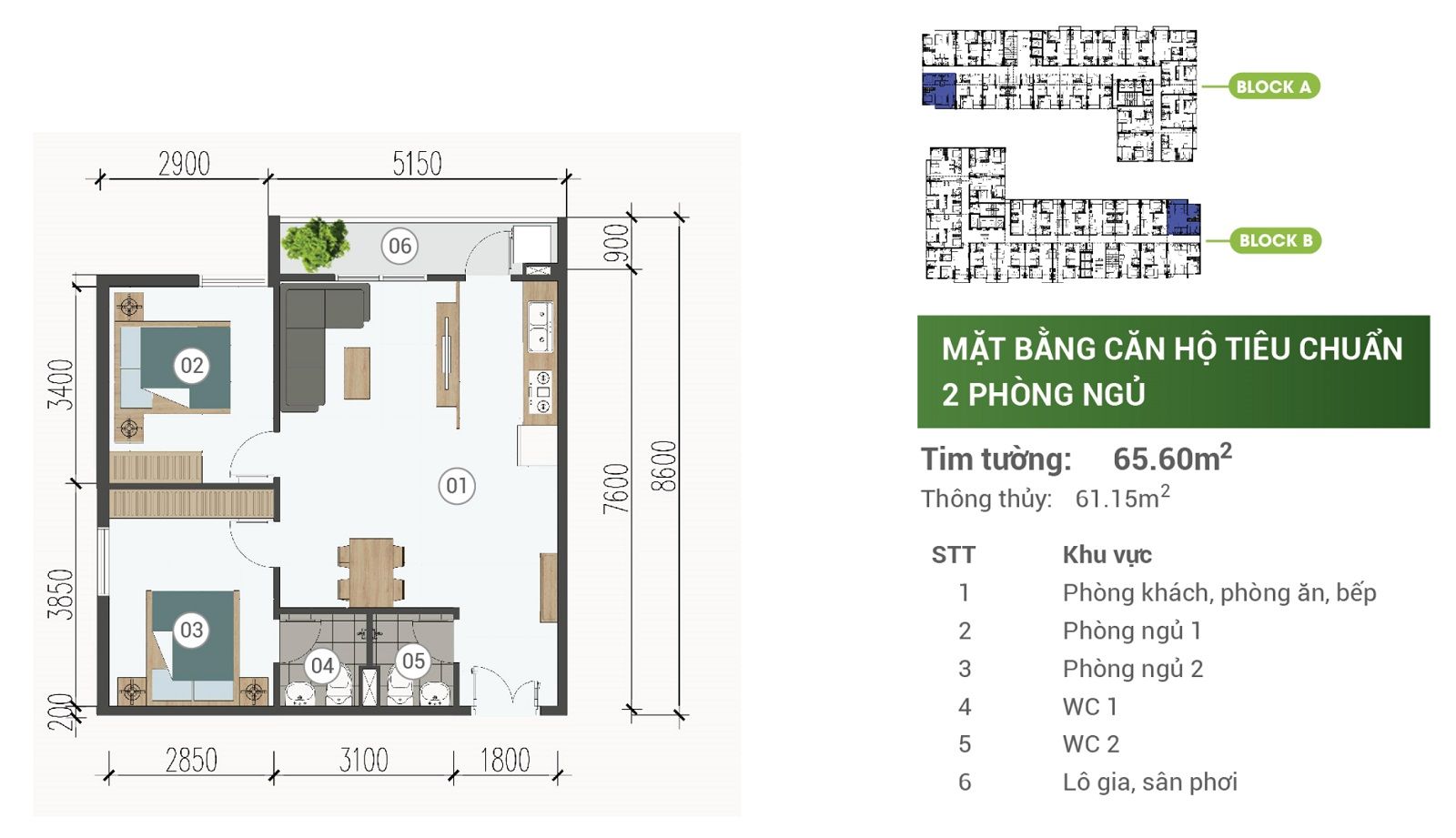 Park View Binh Duong 3-bedroom apartment layout