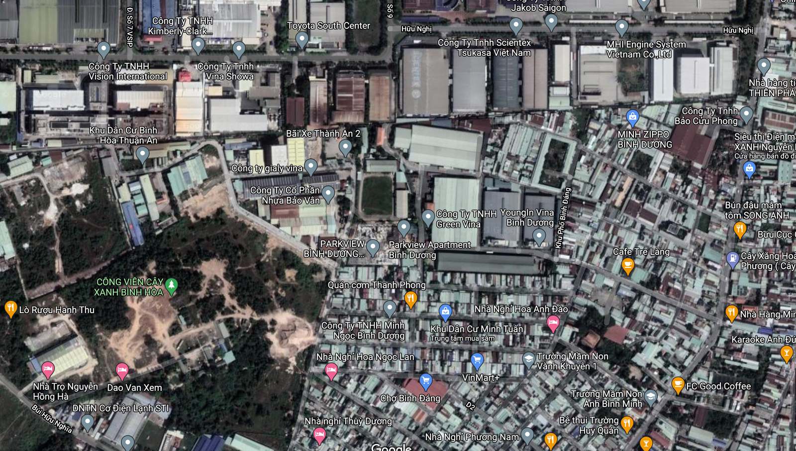 Location of Park View Apartment Thuan An Binh Duong