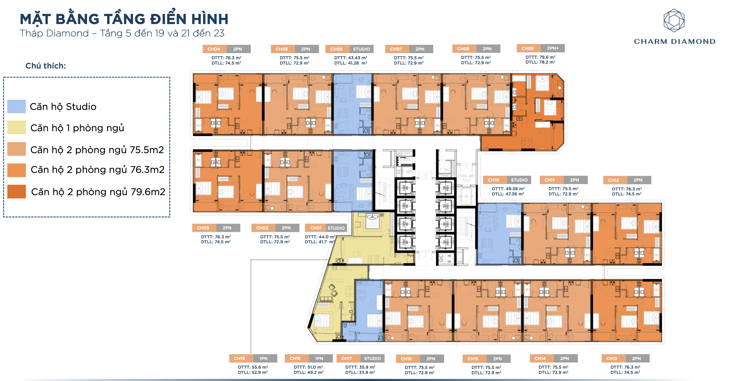 Overall plan of Charm Diamond Binh Duong apartment block