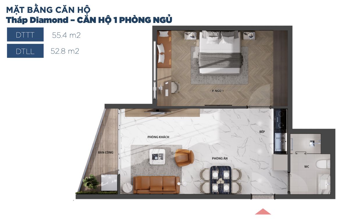 Diamond Binh Duong 1 Bedroom Apartment